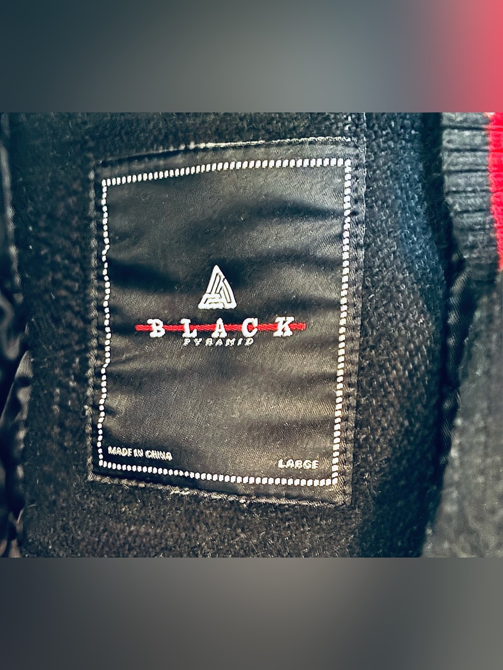 Black Pyramid Letterman Black & Red Faux Leather Jacket - Picture 3 of 7